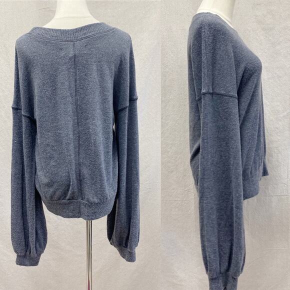 Free People Beach TGIF Pullover Sweater In Slate Gray Size Small - Picture 11 of 13